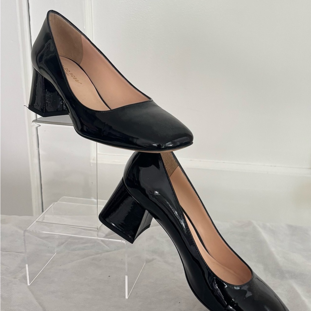 Chic Black Patent Leather Block Heels